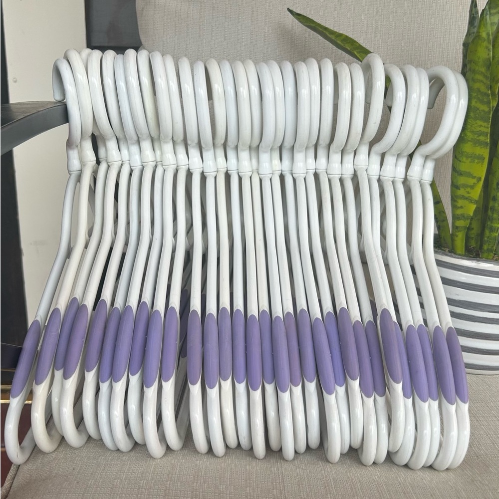 The Container Store Set of 30 Sturdy White and Purple Hangers - Picture 2 of 7